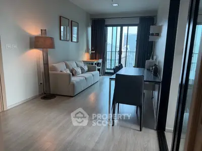 Modern living room with balcony view and stylish decor