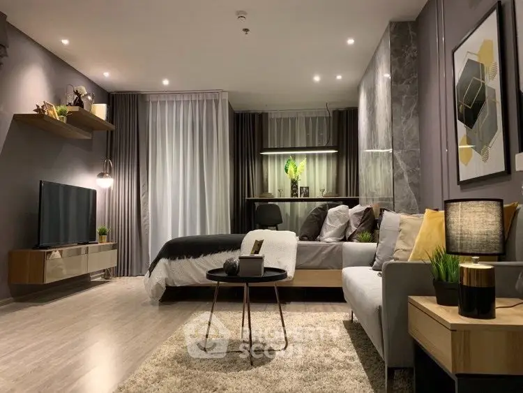 Modern studio apartment with stylish decor and cozy ambiance