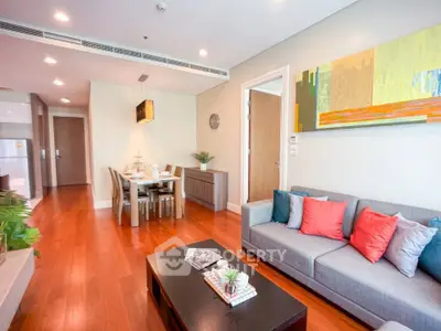 Spacious modern living room with elegant dining area and stylish decor