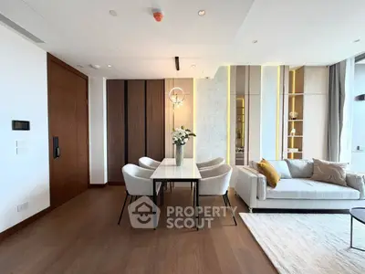 Luxurious modern living room with elegant dining area and stylish decor