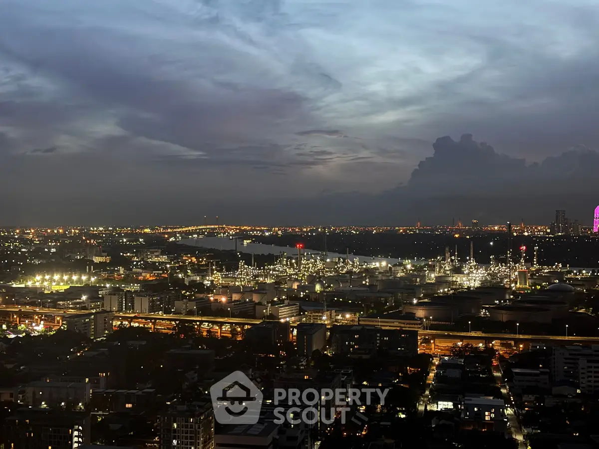 Stunning cityscape view at dusk with vibrant lights and expansive skyline