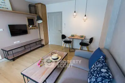 Modern living room with stylish decor and cozy seating area