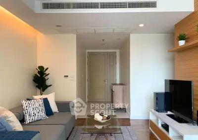 Modern living room with stylish decor and cozy seating area
