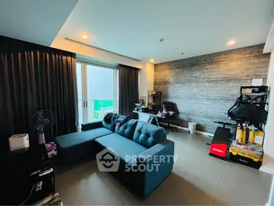 Modern living room with stylish furniture and natural light