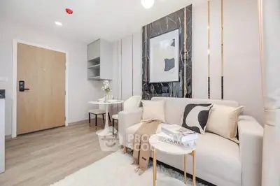 Modern living room with stylish decor and cozy seating area