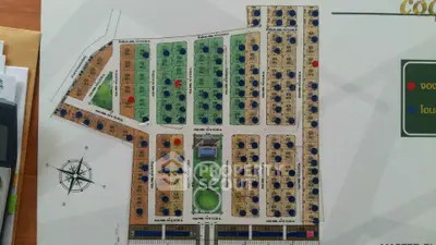 Detailed real estate plot map showcasing residential layout and amenities.