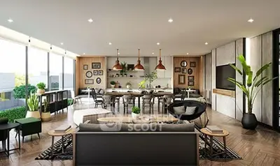 Spacious modern living room with open layout and stylish decor