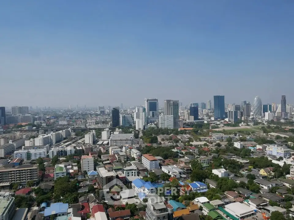 Stunning cityscape view showcasing a vibrant urban skyline with diverse architecture and lush greenery.
