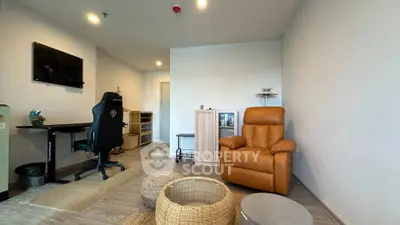 Modern living room with cozy seating and stylish decor