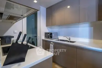 Modern kitchen with sleek cabinetry and built-in appliances