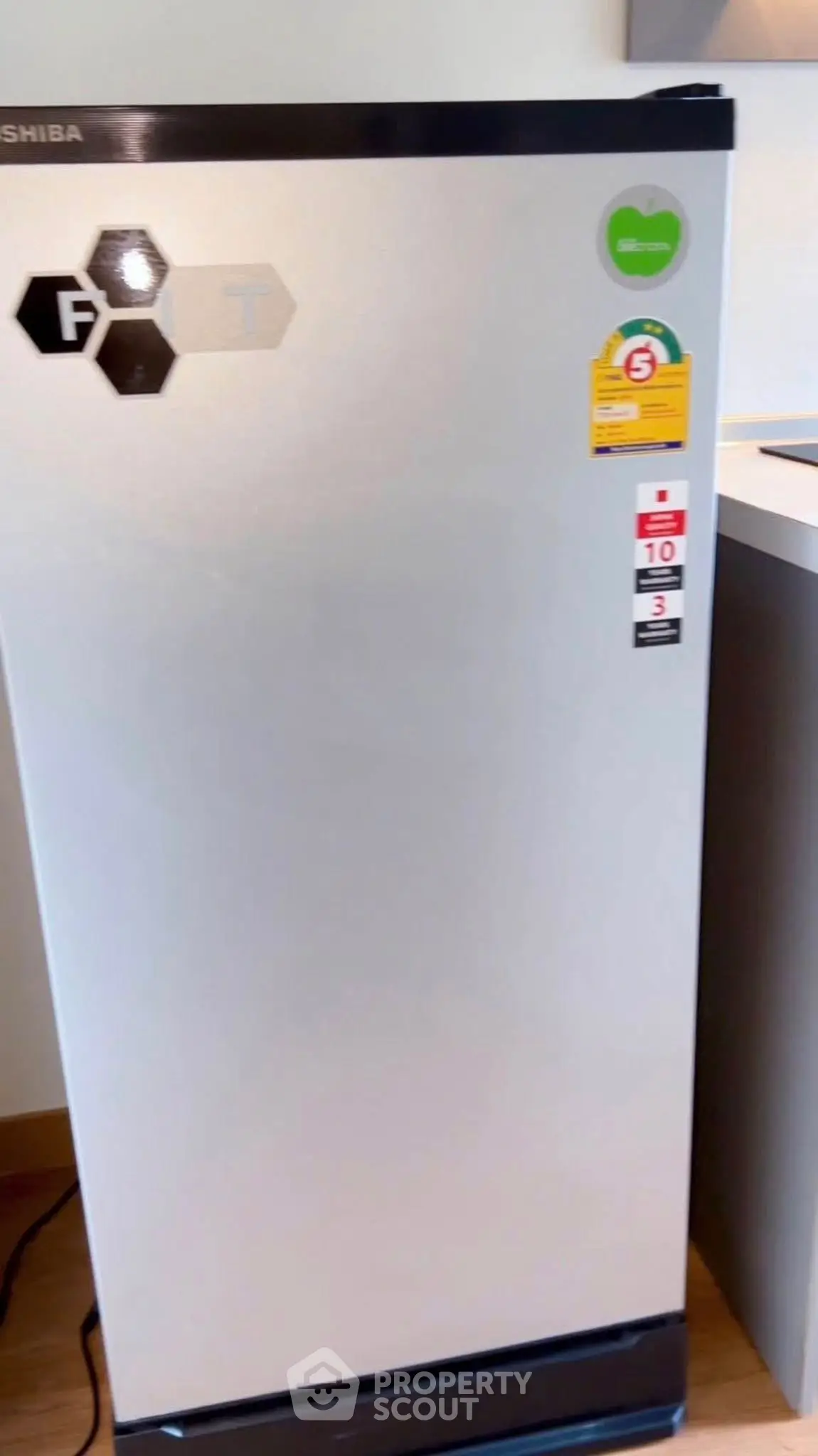 Modern kitchen with energy-efficient refrigerator in sleek design