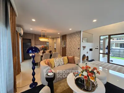Luxurious modern living room with elegant decor and open layout