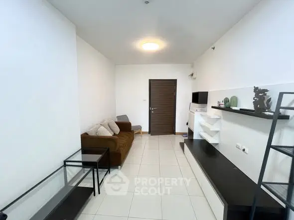 Modern living room with minimalist design and sleek furniture