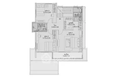 Detailed floor plan showcasing spacious layout with multiple rooms and dimensions.