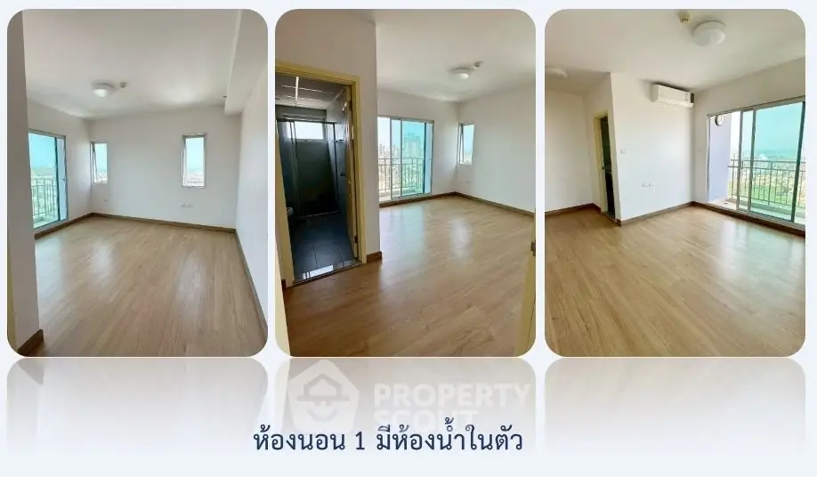 Spacious bedroom with ensuite bathroom and large windows offering natural light.