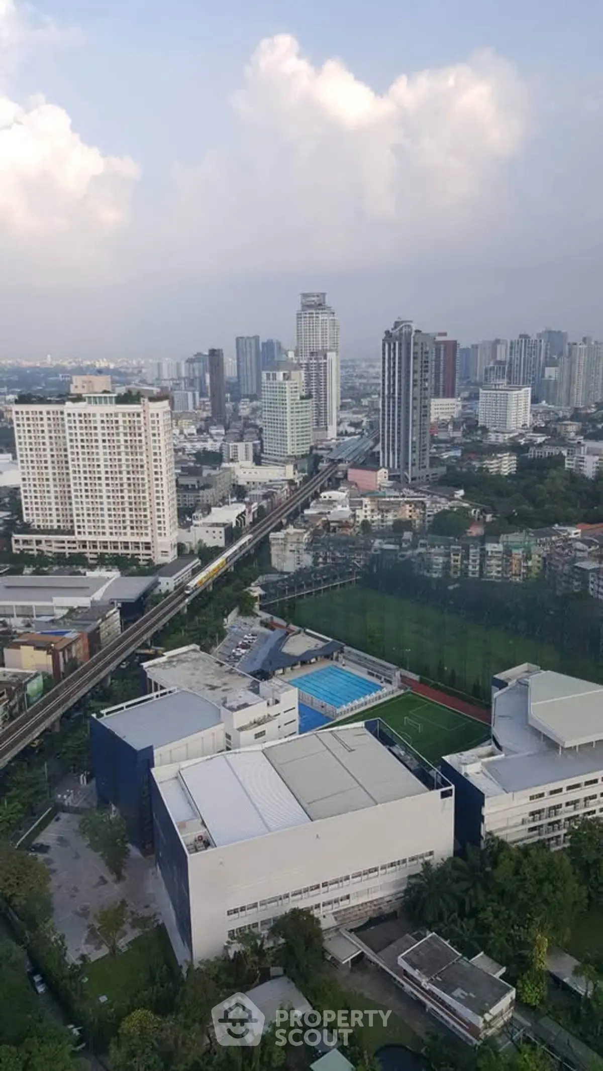 Stunning cityscape view showcasing high-rise buildings and urban skyline, perfect for real estate investment.