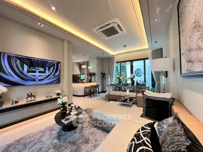 Luxurious modern living room with elegant decor and open layout