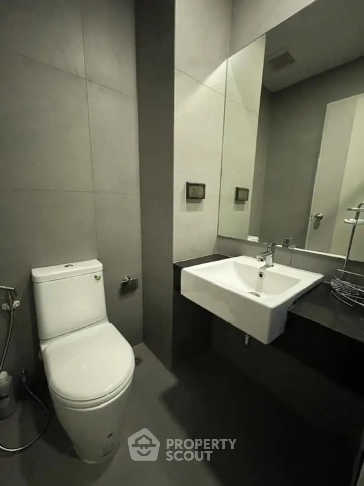 Modern bathroom with sleek fixtures and minimalist design