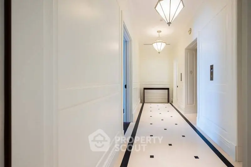 Elegant hallway with modern lighting and sleek design