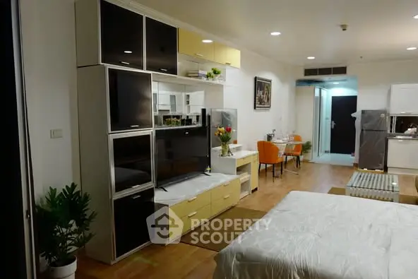 Spacious modern living area with stylish furniture and open layout