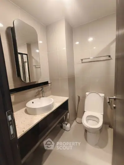 Modern bathroom with sleek fixtures and elegant design