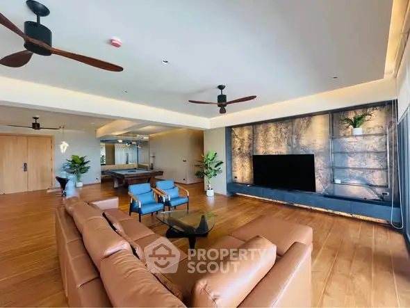 Luxurious living room with modern decor and spacious layout