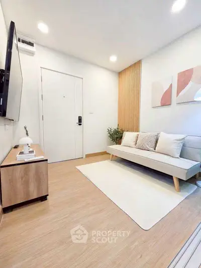 Modern living room with sleek furniture and minimalist decor