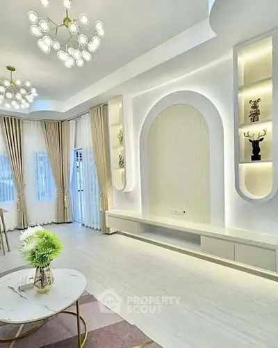 Elegant living room with modern lighting and stylish decor