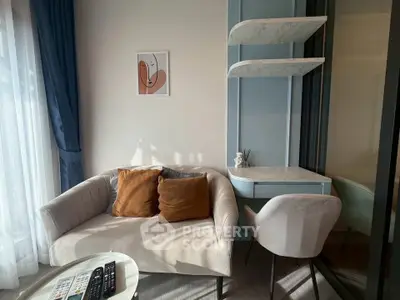 Cozy living room with modern sofa and stylish decor