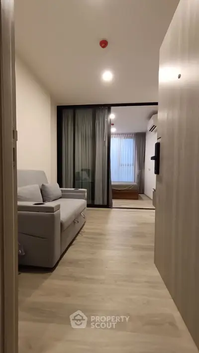 Modern living room with sleek design and comfortable seating