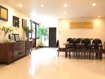 Spacious dining area with elegant decor and ample natural light