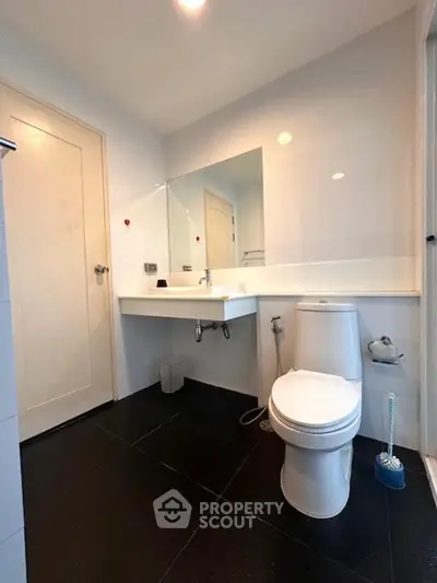 Modern bathroom with sleek fixtures and minimalist design