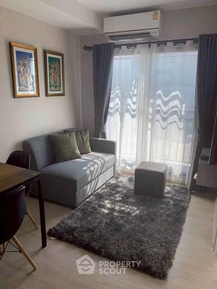 Cozy living room with modern decor and natural light