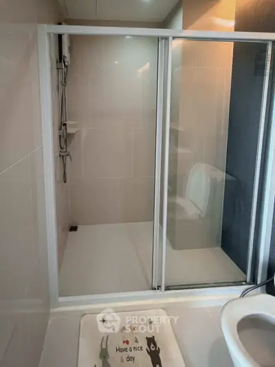Modern bathroom with sleek shower and stylish decor