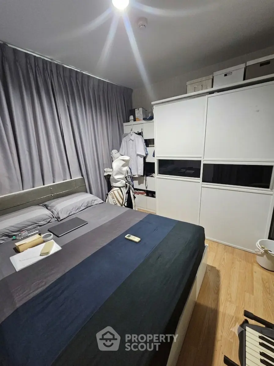 Cozy bedroom with modern wardrobe and ample storage space