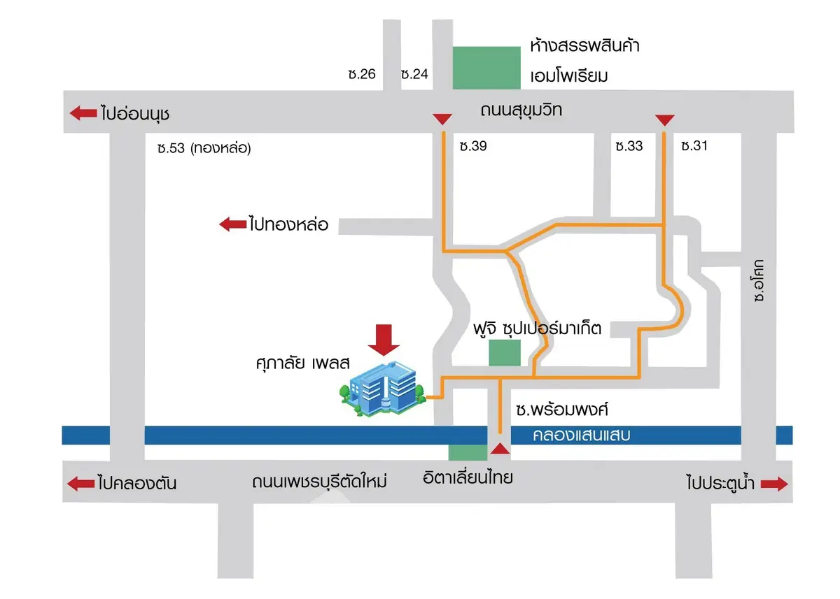 Map showing location of Sukhumvit Place with nearby streets and landmarks.