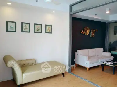 Stylish modern living room with elegant decor and comfortable seating in a contemporary apartment.