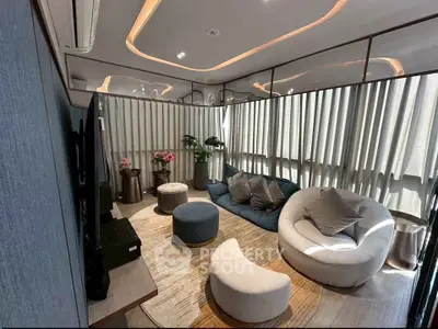 Luxurious modern living room with stylish furniture and elegant lighting