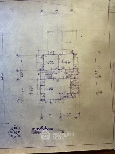 Architectural floor plan blueprint showcasing detailed layout of a residential property.