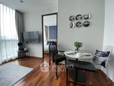 Modern apartment interior with stylish decor and wooden flooring