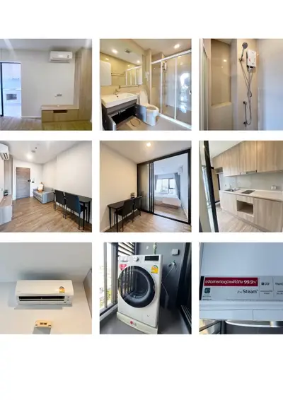 Modern apartment interior with sleek kitchen, cozy living room, and stylish bathroom featuring contemporary fixtures.