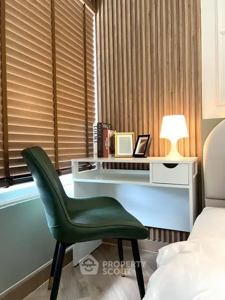 Stylish study nook with modern chair and desk, perfect for productivity and relaxation.