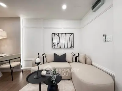 Stylish modern living room with elegant decor and cozy seating area