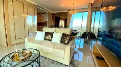 Luxurious living room with stunning panoramic view and elegant decor