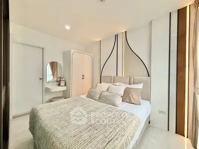 Modern bedroom with stylish decor and cozy ambiance