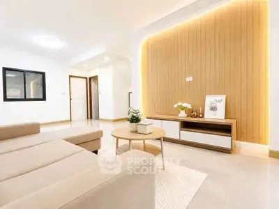 Modern living room with stylish decor and cozy seating area