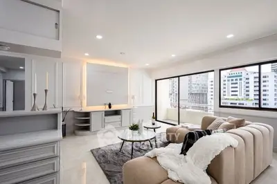 Luxurious modern living room with elegant decor and city view