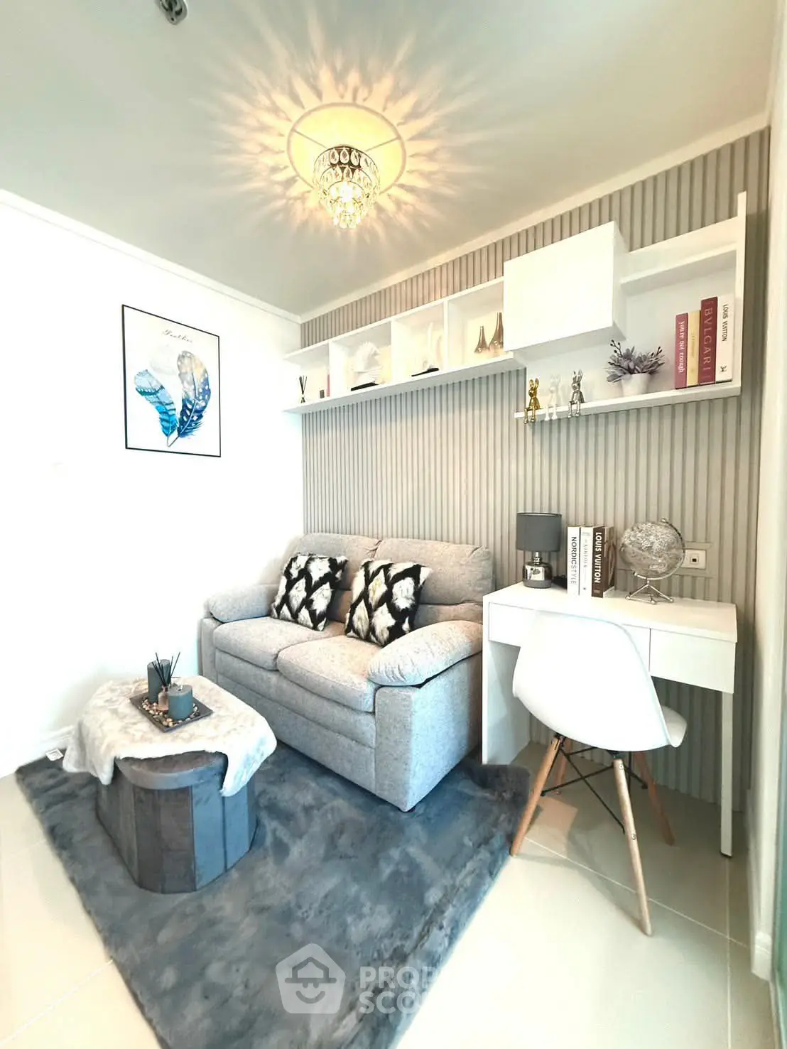 Stylish living room with modern decor and cozy seating area