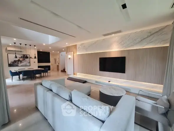 Luxurious modern living room with elegant decor and spacious layout