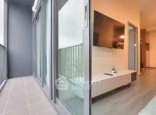 Modern apartment with sleek balcony and stylish interior design